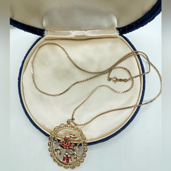 Vintage Rhinestone Bird GF Necklace - Picture 5 of 12